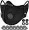 AstroAI DM1PB1 Nylon Staub Maske mit Filtern für Männer und Frauen, Einstellbar Mund Schutz, Größe M, Schwarz
