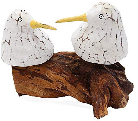 Beho Natürlich gut in Holz 2 Möwen auf Holzwurzel Deko Figuren Unikat