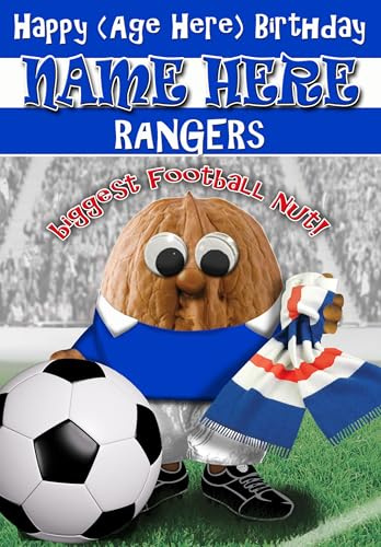 Rangers Birthday Card - Football Nut - PERSONALISED Option with NAME and/or AGE - POSTED SAME DAY - FULL COLOUR INSIDE