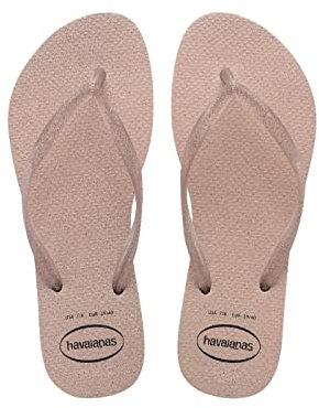 Havaianas Women's Slim Glitter Gloss Flip-Flop, BALLET ROSE, 7 Child UK