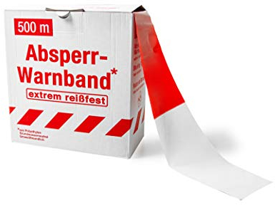 Alfa Absperrband 5 Stück 80 mm x 500 m zum Absperren, Sichern und Markieren von Gefahrenzonen, Baustellen, Baugruben, Grundstücken, Wegen - extrem reißfest