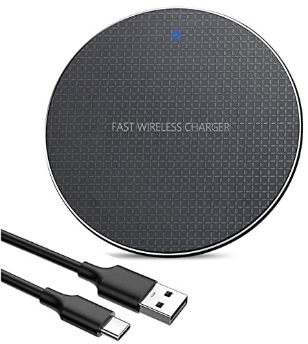 TWICK 15W Fast Wireless Charging Pad for iPhone 16/15/14/13/12/11 Pro/Max/Plus/XR & Samsung S25/S24/S23–S10/Note – Qi-Certified, Case-Friendly, Overheat Protection – USB 3A Plug Required – Black