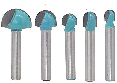 6mm Shank Round Naso Cove Core Box Router Bit Cutter Set per la lavorazione del legno carburo con punta Cove Core Box Router Bit Rosso/Blu