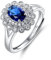 Verstellbar Silberring Damen 925 Sterling Silber Ring öffnung Prinzessin Diana Kate Ring mit Saphir Geschenke für Fraun/Party/Jahrestag/Geburtstag/Verlobung