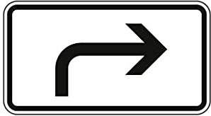 BAUZAUNWELT Verkehrszeichen „Richtung der Gefahrstelle, rechtsweisend“ – nach StVO – 330 x 600 mm – Aluminium Flachform 2 mm – reflektierende Folie RA1 – RAL Gütezeichen