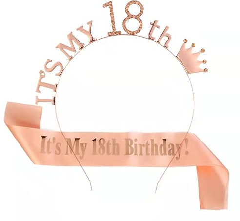 Meet-shop Geburtstags Kristall Tiara,Geburtstagskrone Schärpe 18 Jahre Geburtstag Krone Diadem Tiara für Frauen Geburtstagsgeschenkpartybevorzugung Geburtstagsdekoration Zubehör