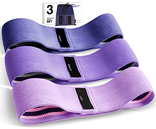 Suright Fabric Resistance Bands [Set of 3], Exercise Band, Resistance Bands for Hips & Glutes, Non-Slip Threaband, Resistance bands for Women and Men, Booty Bands for Yoga,Pilate,Fitness