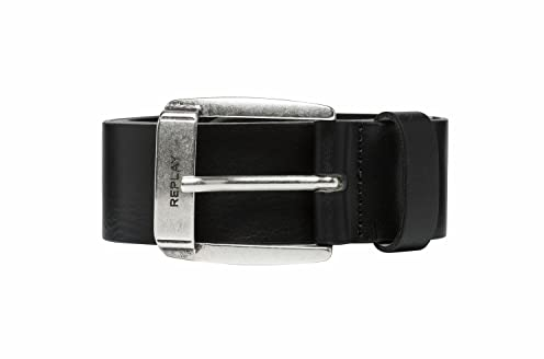 Replay Herren Gürtel aus Leder, Black 098 (Schwarz), 90