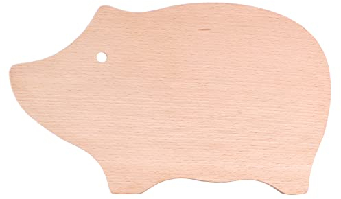 EVERYJOY Servierbrett aus Buchenholz Schneidbrett Frühstücksbrett zum Schneiden und Servieren (Schwein, 31 x 19 x 1,5 cm)