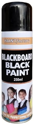 SuperGift.com Blackboard Black All Purpose Aerosol Spray Paint 250ml Quick Drying Spray, Fast Dry and Excellent Coverage for Metal, Wood, Plastic and More by Diva Gift