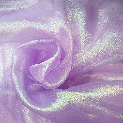 150cmx2m Organza Stoffe,Glanz Satin Modestoff Dekostoff Kostümstoff Stoffe zum Nähen Meterware Dekorieren,Lasertuch,Hauch Zart,Fein,Durchsichtig,zum Dekorieren Basteln,DIY Nähmuster Handwerk,Lila
