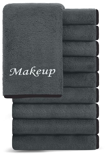 Cosy Family 10 Pack Microfiber Face Towel - Makeup Remover Cloths, 12x12 Inch, Black
