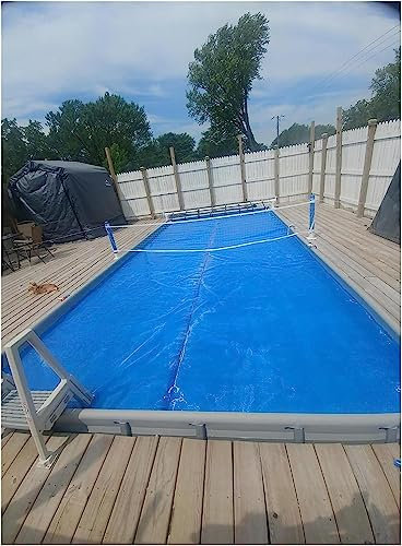 AviiSo Film Isolation Thermique Bâche à Bulles - 400 µm d'épaisseur Couverture électrique Solaire pour Piscine souterraine/Piscine Hors Sol, Bleu (Size : 3.5m x 4m (11ftx13ft))
