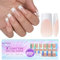 BTArtbox French Tip False Nails - XCOATTIPS Long Square Nail Tips, Nude Press on Nails, Pre-applied Tip Primer & Base Coat Cover, Soft Gel Fake Nails for Nail Extension