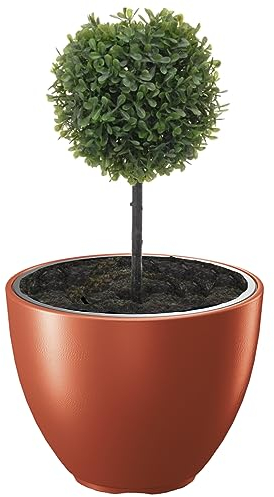 Groß Blumentopf Blumenkübel Topf ⌀ 57cm H:43,5 cm Rund Kupfer mit Einsatz Pflanztopf Pflanzkübel Terrasse Garten Balkon Stilvoll Modern Elegant Kapazität 56 L Kunststoff Outdoor UV-beständig Indoor
