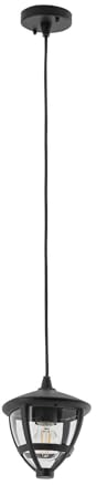 Licht-Erlebnisse Pendelleuchte außen Schwarz IP44 E27 H: max. 100 cm Ø 17,5 cm Aluminium Modern Außenlampe Terrasse Balkon KIKI