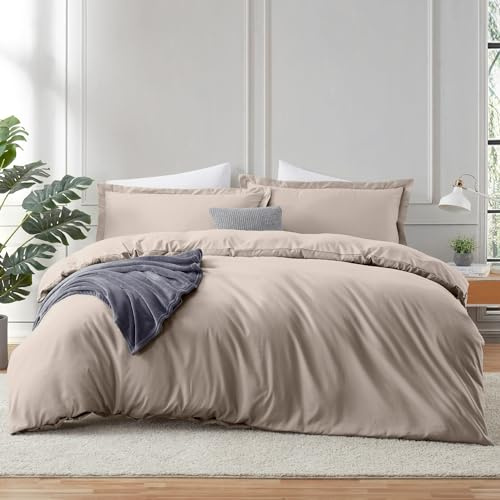 Hearth & Harbor Twin Duvet Cover Set Linen - Soft Comforter Cover Set, Double Brushed 2 Piece Bedding Set with Button Closure, 1 Twin Size Duvet Cover 68x90 inches and 1 Pillow Sham
