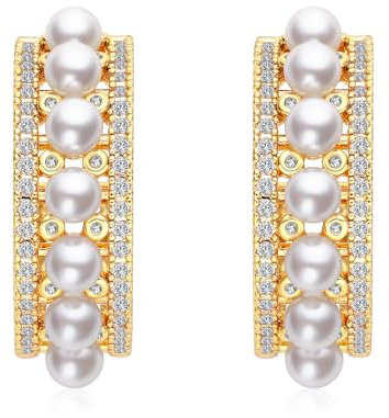 Multi-Farben Kristall oval Reifen Ohrringe für Frauen 925 Sterling Silber Post kleine Perle CZ Strass Reifen Ohrringe für Frauen (Yellow)