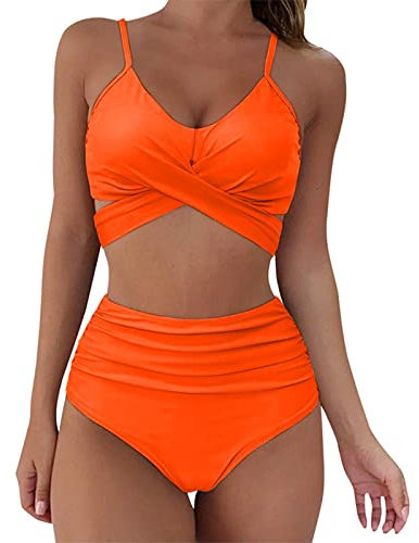 SKTIISN Bikini Damen Set bauchweg XXL Bikini ohne bügel Bikini große Oberweite en Sonnenbrille Damen wattierter Badeanzug bauchweg Damen Badeanzug für mollige Damen Oxide Sunscreen