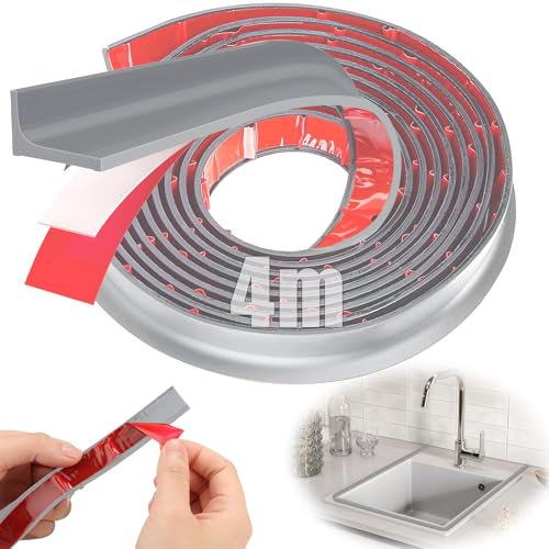 SWTYExt 157inch Wet Room Floor Barrier Silicone Shower Water Barrier Gray Wetroom Floor Barrier Shower Threshold Water Barrier Bath Edging Trim Water Retaining Seal Strip for Bathtub Sink Kitchen