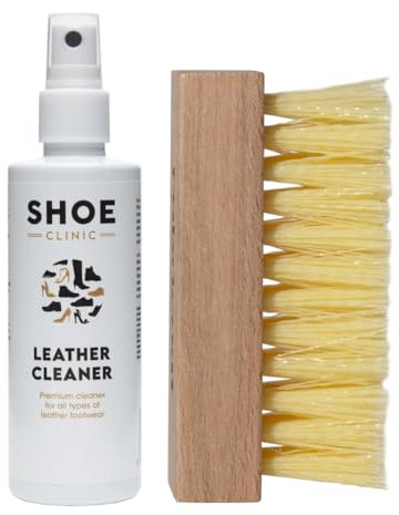 Shoe Clinic Leather Cleaning Kit | Shoe Cleaning Kit with Leather Cleaner and Cleaning Brush | 125ml Stain Remover Spray | Shoe and Trainer Cleaner for All Types of Boots, Sneakers and Footwear