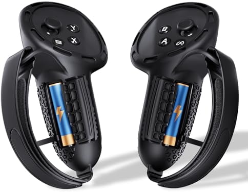 SUPERUS Upgraded Controller Grips Cover Compatible with Meta Quest 3S/Quest 3 Accessories, All-Silicone Controller Grips for Quest 3S/Quest 3 with Battery Opening and Knuckle Straps Protector