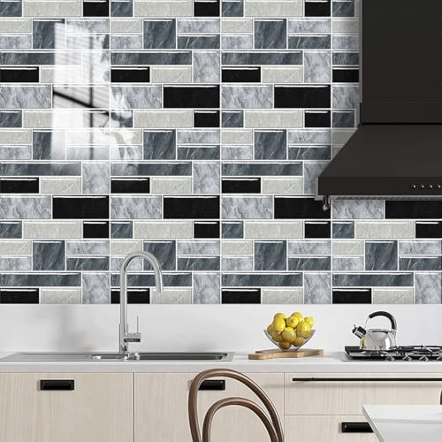 20 adesivi a forma di piastrelle in PVC, impermeabili, per bagno, cucina e bagno, decorazione autoadesiva (stile: 4, 10 x 10 cm)