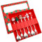 FytStycale Juego de 6 cucharas y Tenedores navideños, Cubiertos, cucharas de Postre, Tenedores para Navidad, té, Postre, Rojo 6d