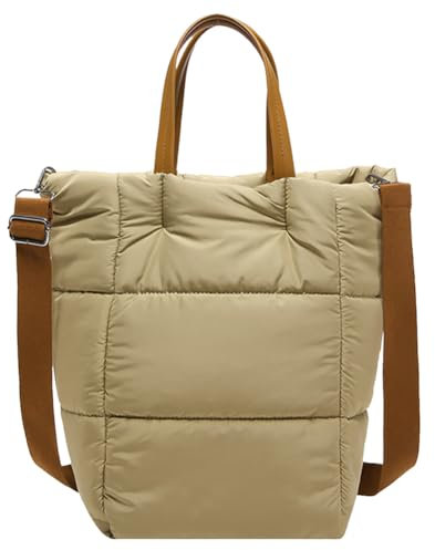 Fiorky Borsa tote imbottita in nylon da donna Borsa a tracolla trapuntata a tracolla Borsa a tracolla imbottita invernale leggera Borsa a tracolla alla moda Borsa da lavoro retrò invernale