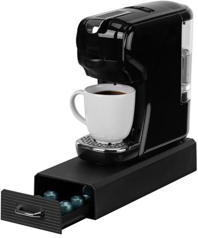 Navaris Kaffeekapseln Aufbewahrung kompatibel mit Nespresso Kapseln - 40 Kaffeepads Aufbewahrung - Kaffee Kapselhalter Schublade - Kapselbehälter - Coffee Capsule Holder - Schwarz