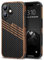 TENDLIN Kompatibel mit iPhone 16 Hülle Holz und Carbon Textur Design Leder Hybrid Handyhülle (DREI Streifen)