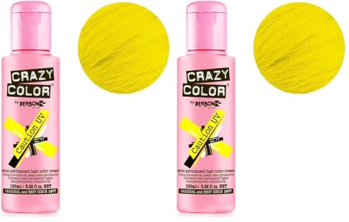 Crazy Color Semi-Permanent Hair Color Cream Caution UV 100 ml (Pack of 2)