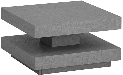 Wohnling Couchtisch 60x60x34 cm Grau Sofatisch in Beton-Optik Modern, Design Wohnzimmertisch mit Stauraum Quadratisch, Loungetisch Klein, Kaffeetisch