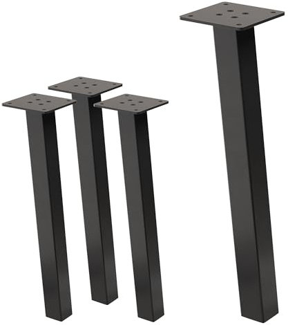 ML-Design 4er Set Tischbeine schräg 42 cm, Dunkelgrau Optik Industrial, aus pulverbeschichtetem Stahl, Profil 4x4cm, I-Form, Möbelfüße Metall 96° Neigung, Tischfüße Möbelbeine für Couchtisch, Sitzbank