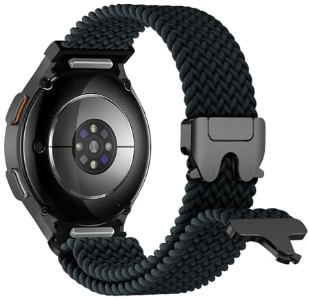 Un Solo Clic Correa Tejida para Samsung Galaxy Watch 7 6 5 4 FE 40mm 44mm/6&4 Classic 46 42 47 43 mm/5Pro 45mm,Nailon Elástica Correa Hebilla Paracaídas Sport Pulsera para Samsung Watch 7 4 6 5 FE