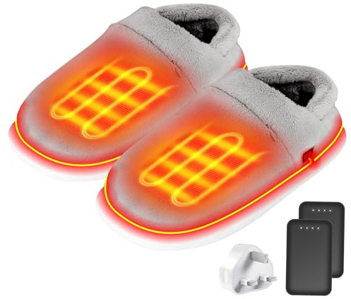 Heated Slippers - Foot Warmer for Men & Women, Electric Heating Slippers, Upgraded 4000mAh Battery Pack & Heating Element