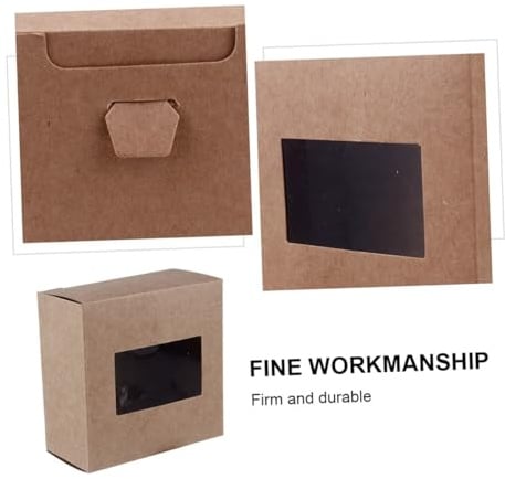 Gogogmee 10stücke Papierboxen mit Kunststoffdeckel Quadratische Verpackungskartons aus Kraftpapier für Geschenkverpackungen