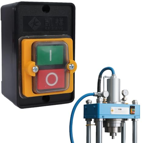 Interrupteur à Bouton Poussoir Étanche AC220V/380V 10A pour Machines Outils,Commutateur Marche/Arrêt en Plastique Résistant à l’Huile,Installation Facile pour Équipements Mécaniques et Textiles