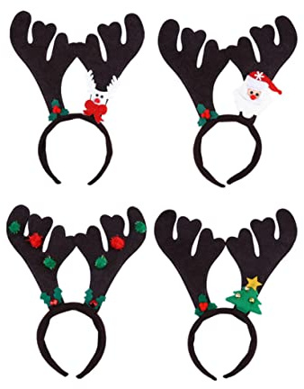minkissy 4 Stk. Weihnachts Rentier Haarreif Cartoon Design Party Kopfschmuck Festival Haarreifen für Damen und Bequemer Kreativer Xmas Haarschmuck mit Niedlichen