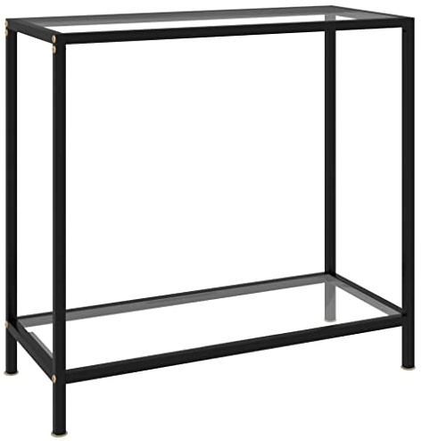 Mokuyary Konsolentisch Transparent 80x35x75 cm Hartglas Schmaler Sofatisch mit Regalfach, Beistelltisch Flurtisch Eingangstisch, Sofaspitze für Wohnzimmer,Schlafzimmer, Eingang, Flur