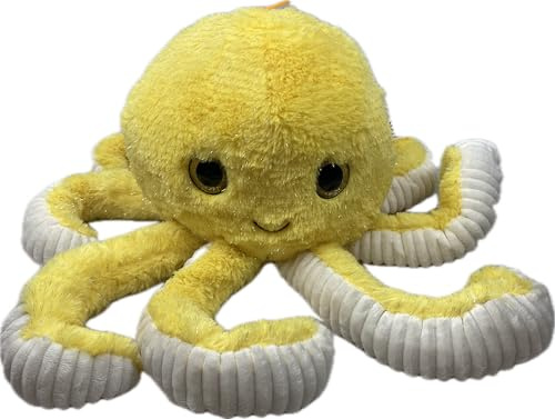Generisch Plüsch Oktopus 18 cm – Weicher Kuscheltier Oktopus in Rosa, Flauschiges Stofftier für Kinder & Erwachsene, Geschenkidee zum Spielen, Kuscheln & Dekorieren (Gelb)