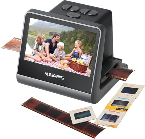 Suceem 22MP Film and Slide Scanner with 5” LCD Screen, Convert 35mm/126/110 Color & B&W Negatives/Slides to High-Resolution JPEG Digital Photos