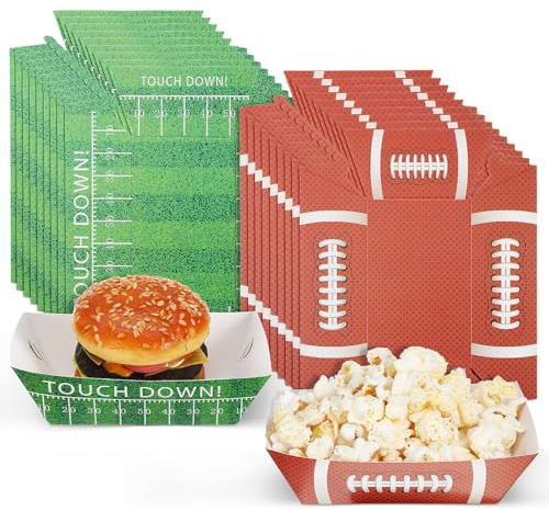 Yardwe 20 Pièces Plateaux Design Jetables en Papier et Imperméable de Service Fête Éléments Thématiques, pour Anniversaire pour Hot Dogs Pâtes Football Célébrations Sportives