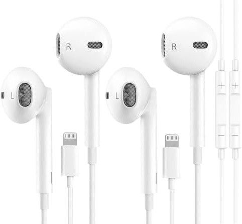 iPhone Wired Headphones 2 Pack, APPLE MFi Certified In Ear Lightning Earphones Compatible with iPhone 14/13/12/11/8/7/X/Pro/Pro Max iPad