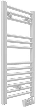 Scaldasalviette Cortina Elettrico Bianco Cm 72x40 Con Termostato - Termoarredo Bagno/Kit per il Fissaggio a Muro/Riempiti con Liquido Termoconvettore Diatermico