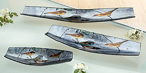 Piatto in Vetro Decorativo Birdy colorato (G40218) Ciotola in Vetro Piatto Decorativo