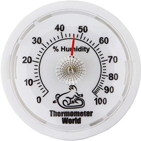 Thermometer World Vivarium Hygrometer - Monitor Humidity in Vivariums & Reptile Tanks - Mini Hygrometer Reptile Accessories - Black, Surface Mount, 65 mm Dial Diameter