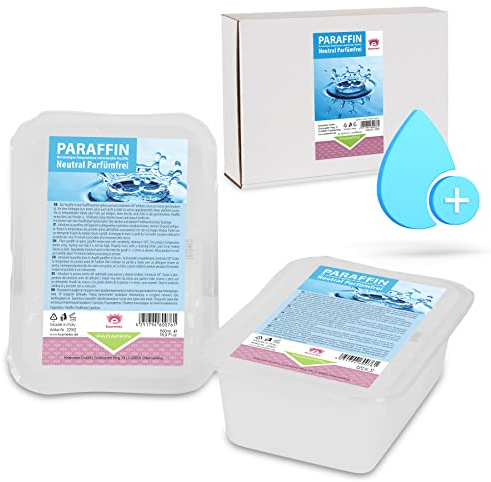 Kosmetex Paraffin-Bad Neutral – Wärmebad für Hände + Füße – Wohlbehagen für Gelenke – Geeignet für Ergotherapie und Physiotherapie – Parfümfrei – Wachsblock (2x 500ml)
