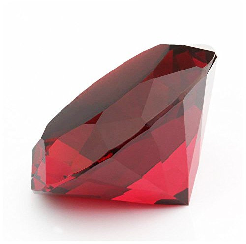 Rot kristall Glas Diamant Geformt Dekoration, Big Ruby 60 mm Juwel Briefbeschwerer