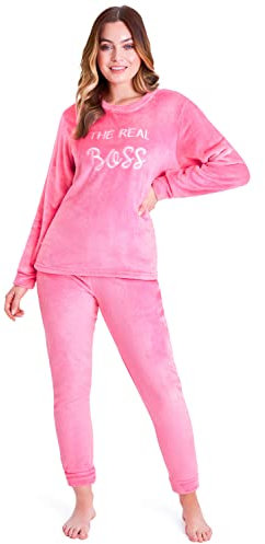 CityComfort Pigiama Pile Donna, Set Manica Pigiama Donna Invernale per Adulti Adolescenti, Regali per Lei (M, Rosa)